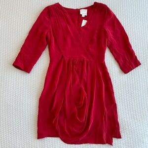 NWT Anthropologie Aryn K. red silk dress